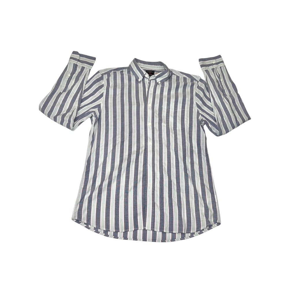 Faherty Button Down Shirt Mens Medium Blue Striped Supima Cotton Tencel Blend